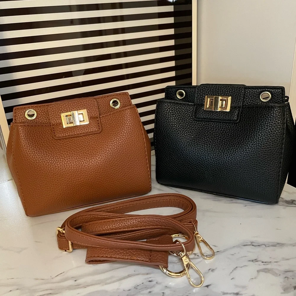Brown Vegan Leather Handbag Crossbody